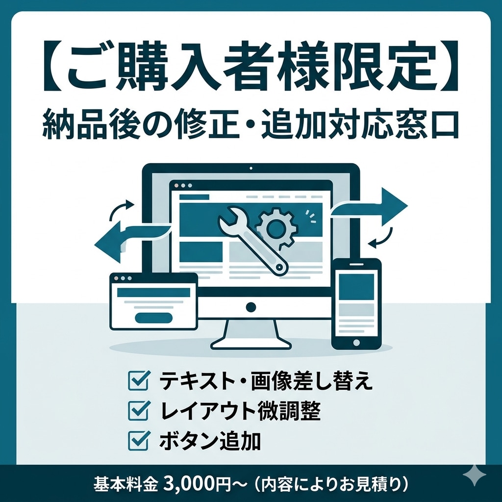 既存者様限定｜納品後の修正・追加対応を承ります 軽微な修正から追加対応まで柔軟に対応いたします イメージ5
