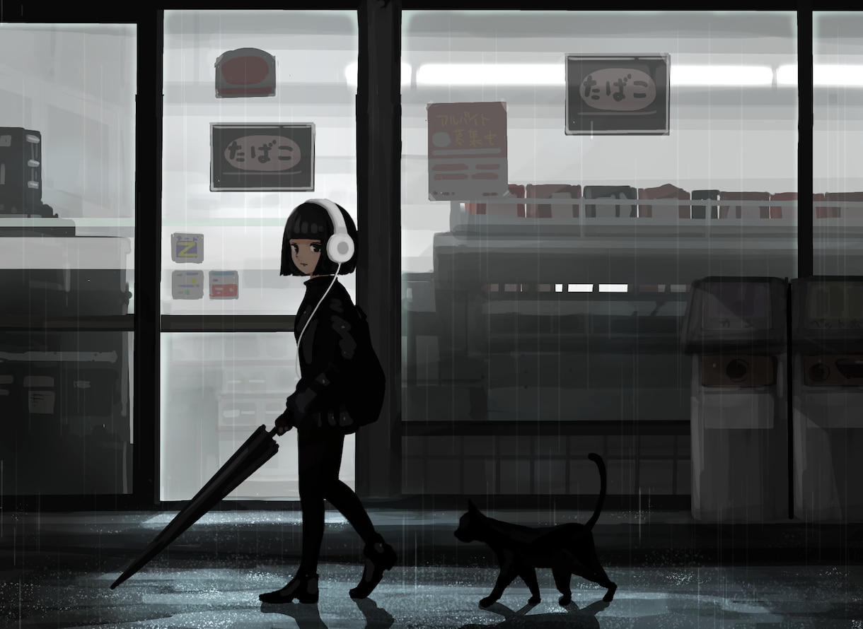 MV用などで使えるイラスト作成します ちょっぴりダークな一枚絵(人物+背景)を作成します！ イメージ1