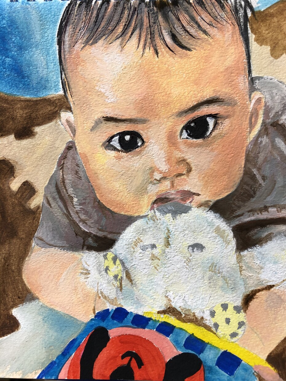 水彩画で赤ちゃん、家族、大切な人の似顔絵描きます 写真以外で思い出に残る世界でただ一つのアナログ画をあなたへ イメージ7