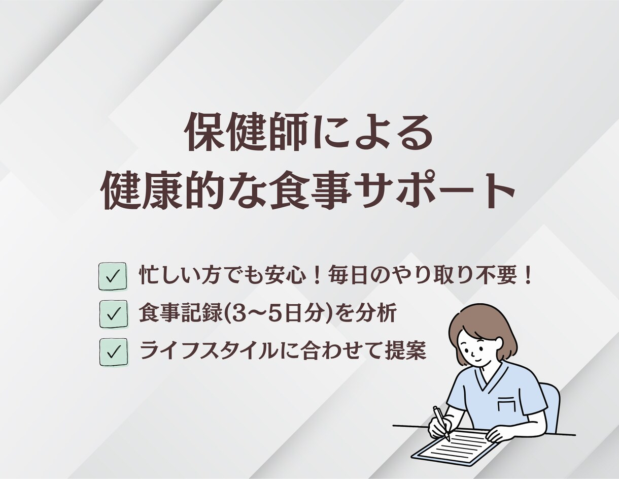 保健師が栄養バランスを調整しサポートします 3食食べて健康的なダイエットが出来るようにサポートします イメージ1
