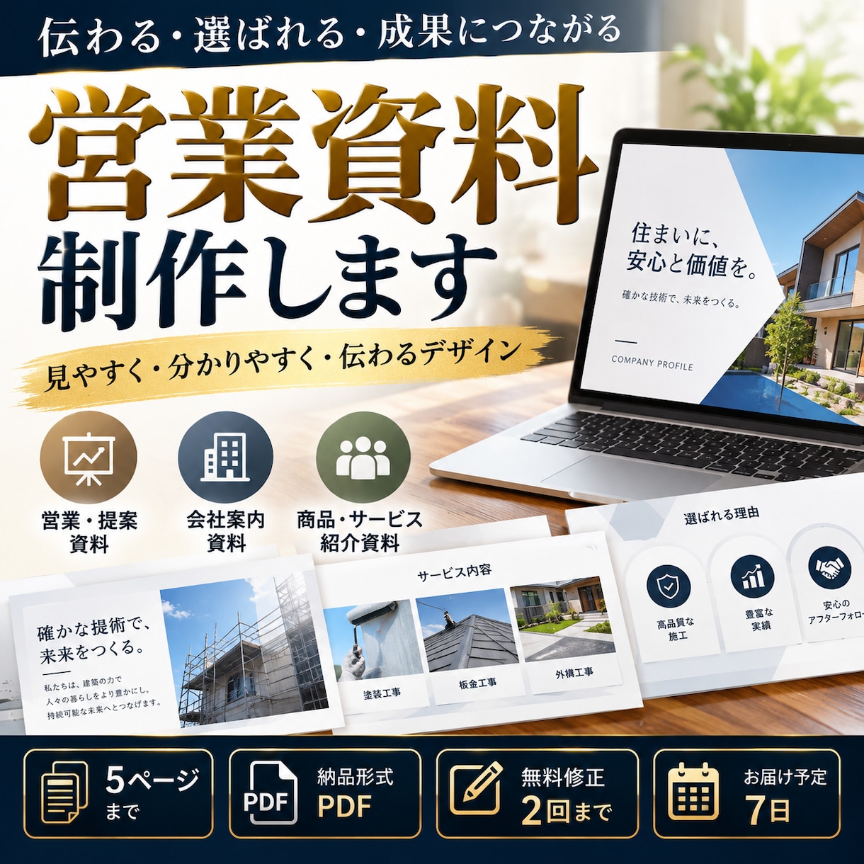 伝わる営業資料を丁寧に作成します 個人事業主・中小企業向けの営業資料を丁寧に制作します イメージ1