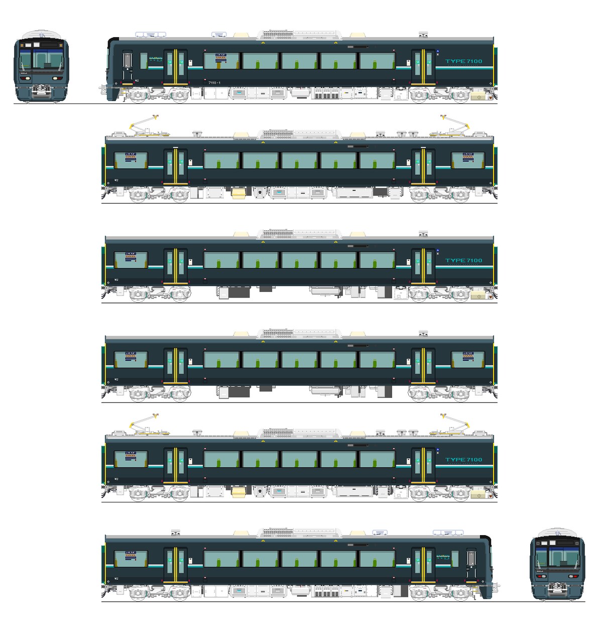 架空鉄道の車両イラスト(前面・側面)を描きます 架空鉄道の車両のイラストを描きます イメージ5