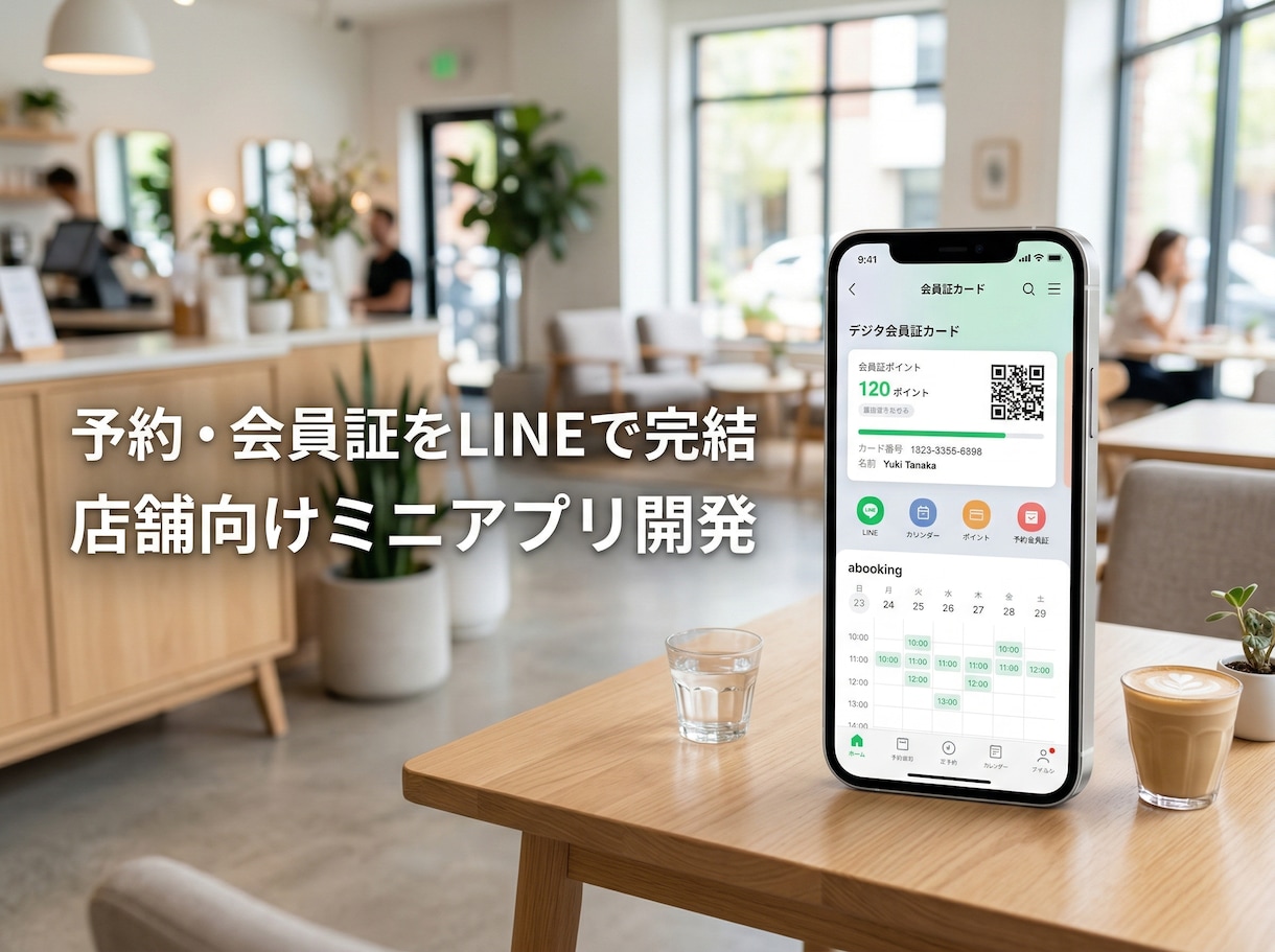 実店舗の予約や会員証をLINEミニアプリ化します リピート率UPと業務自動化！サロンや飲食店のDXをサポート イメージ1