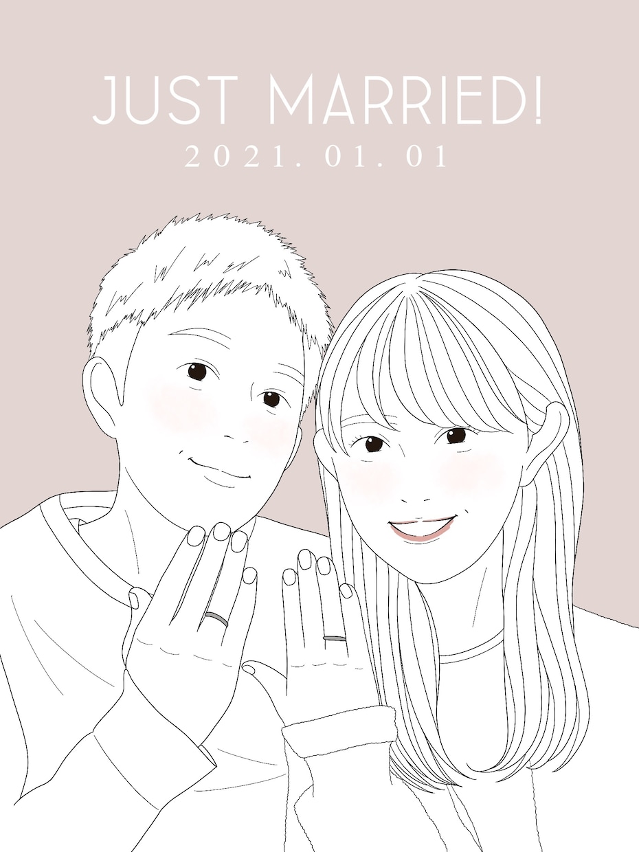 シンプルで可愛い結婚式で使えるイラスト描きます お二人の写真から似ていてもっと可愛いイラストにします！ イメージ4