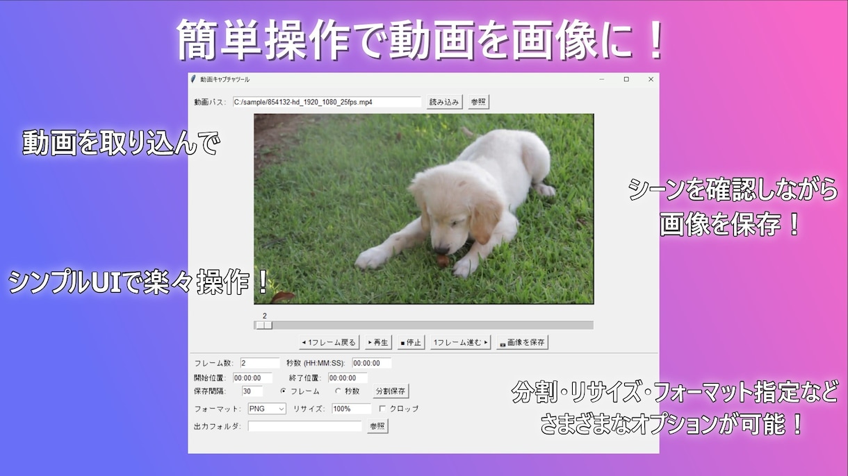 動画を画像に変換！シーンやフレームごとに分割します 動画から欲しいシーンを瞬時にキャプチャ！ イメージ3