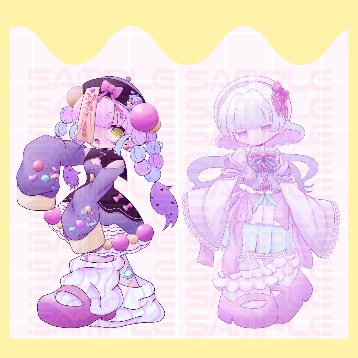 半お任せ形式のデフォルメ立ち絵イラストを描きます お好きな要素を3個お伝え頂きおまかせで作成させて頂きます！ イメージ1