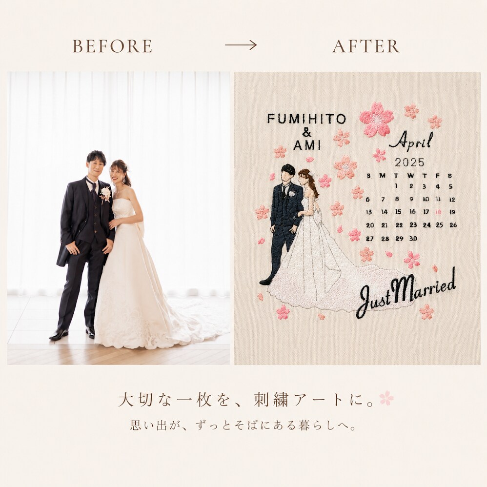 大切なお写真を、温もりある刺繍アートにします スマホの中に眠っている大切な写真を、温もりのある刺繍アートへ イメージ7