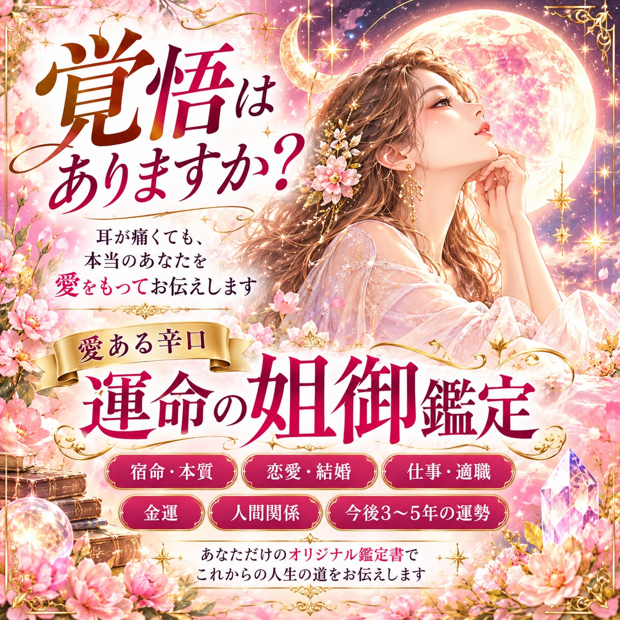 運命の姐御があなたの宿命・人生をズバッと鑑定します 性格・恋愛・仕事・金運・今後の運気までズバッと読み解きます イメージ1
