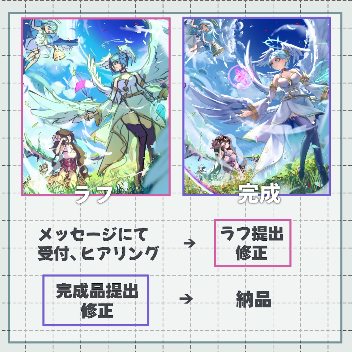 一枚絵制作します アニメ塗りと厚塗りの中間なので見やすい!馴染みやすい! イメージ7
