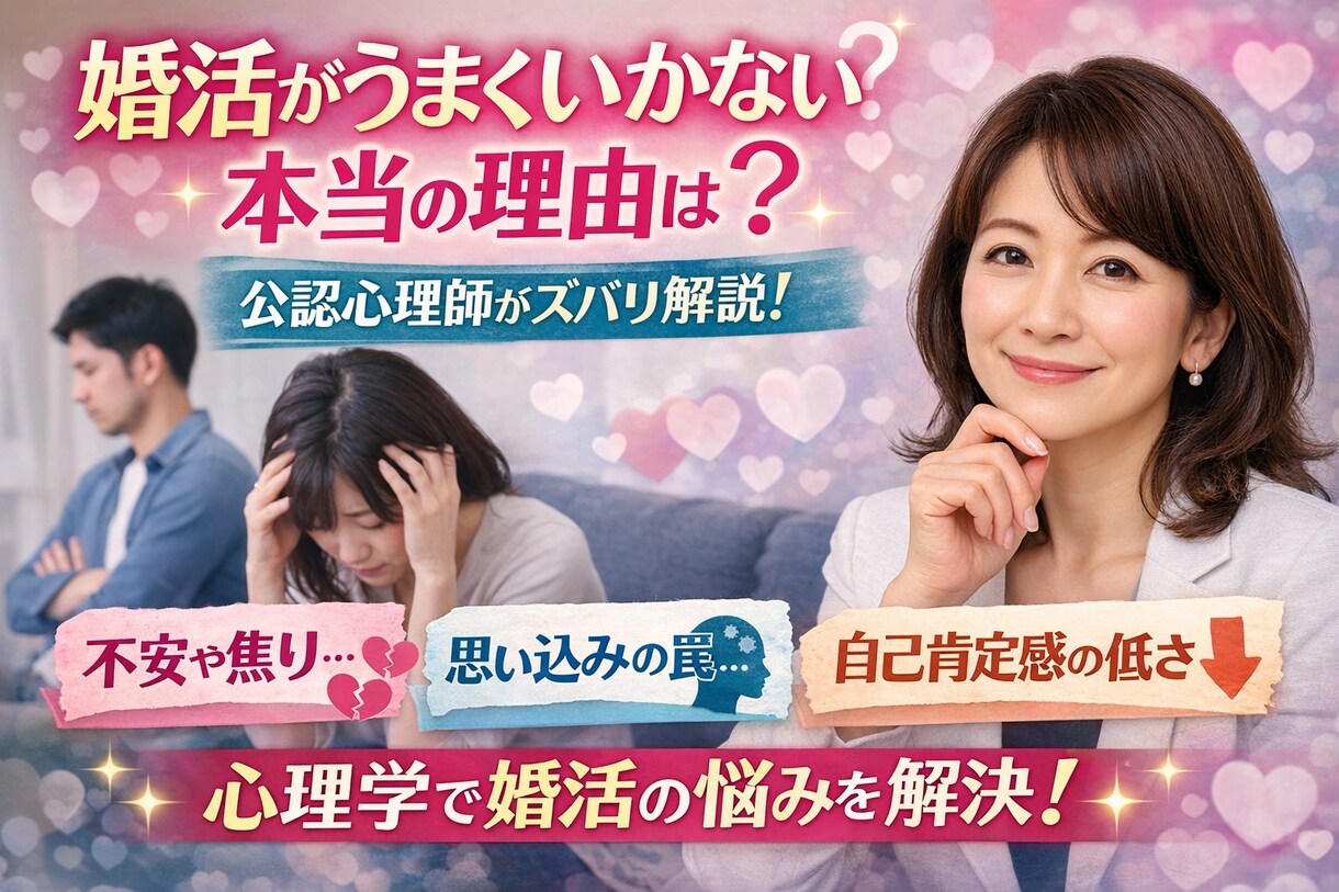 婚活がうまくいかないその理由、公認心理師が答えます あなたの婚活が成功するために必要なことを心理学的に解説します イメージ2