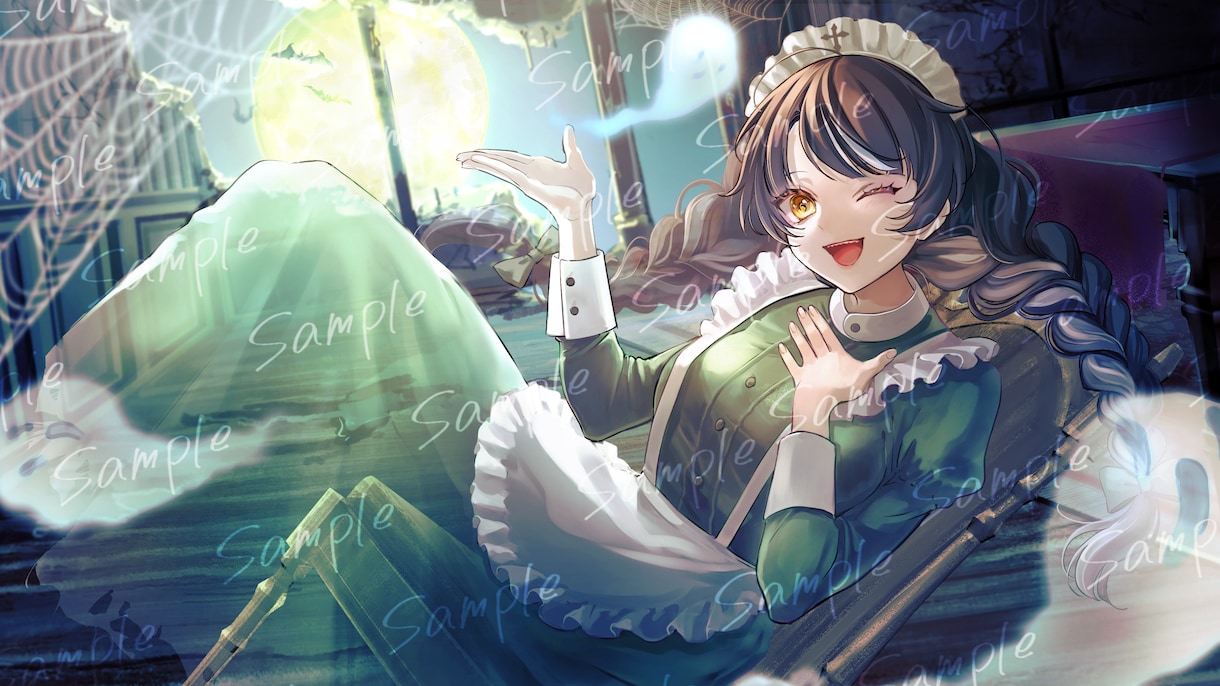 期間限定！ハロウィンイラスト量産企画します サムネにも素材でも使える！洋館メイドさんオバケ仮装 イメージ9