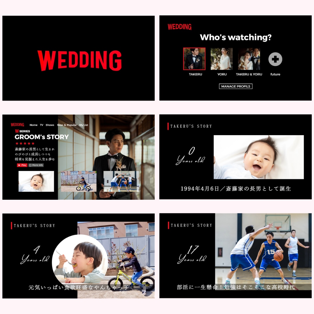 ネトフリ風ムービーテンプレート納品します 披露宴を盛り上げる！Canvaで自作プロフィールムービー！ イメージ2