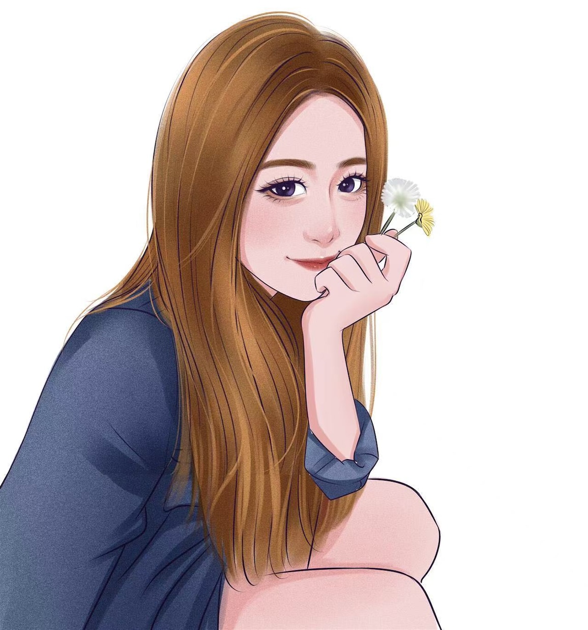 透明感のある韓国風リアルタッチ似顔絵描きます SNS映えする✨大人おしゃれな人物イラスト制作します イメージ5