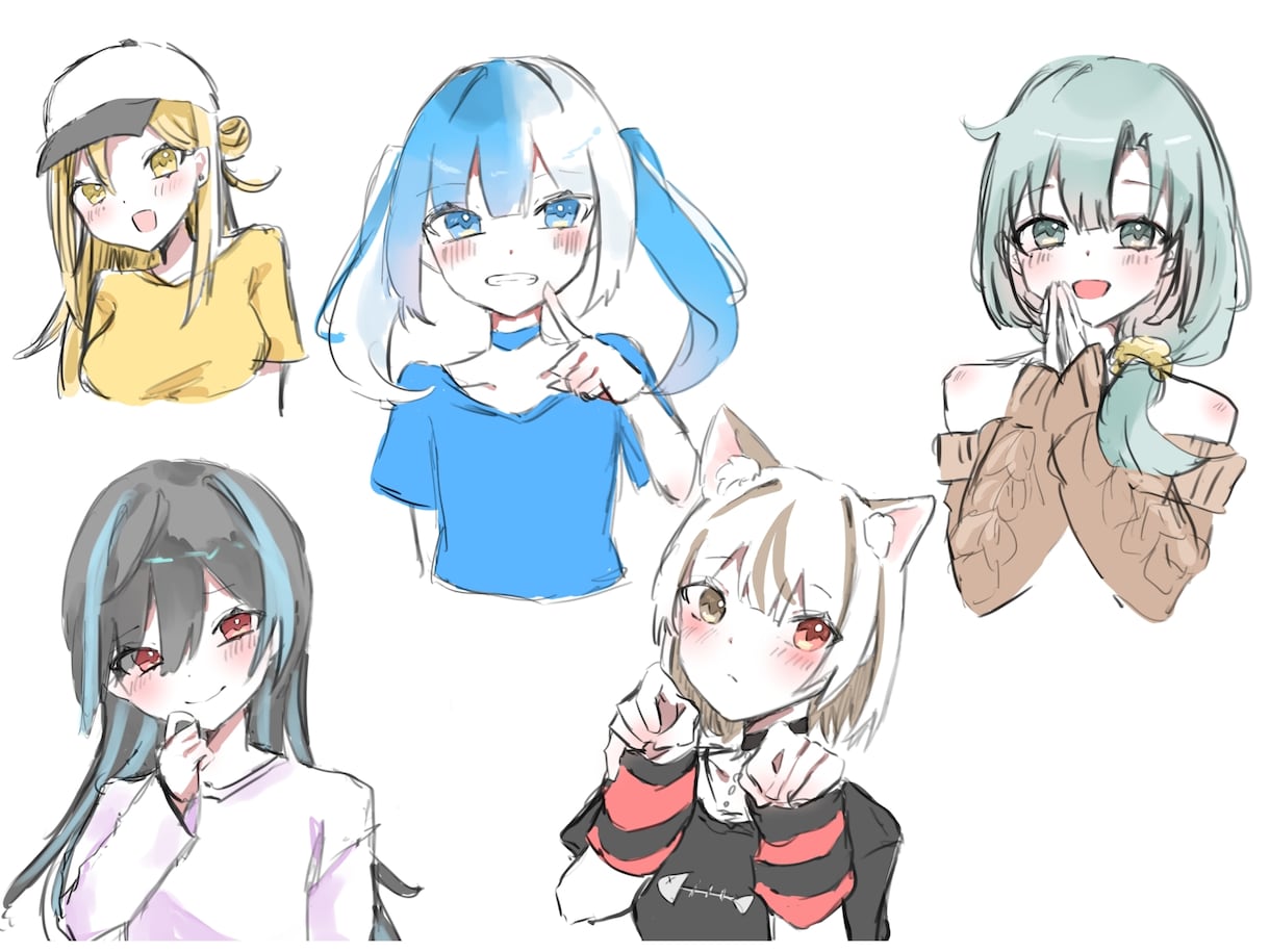 サクッとかわいいラフなイラスト制作します 【最短即日納品】ラフでかわいいバストアップイラスト描きます イメージ1