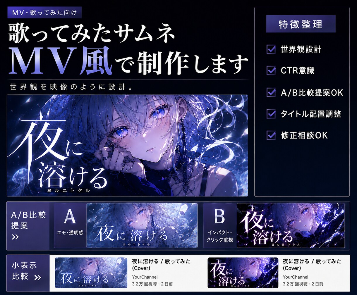 歌ってみたサムネをMV風で制作します 楽曲の雰囲気に合わせたMV風サムネを制作 イメージ1