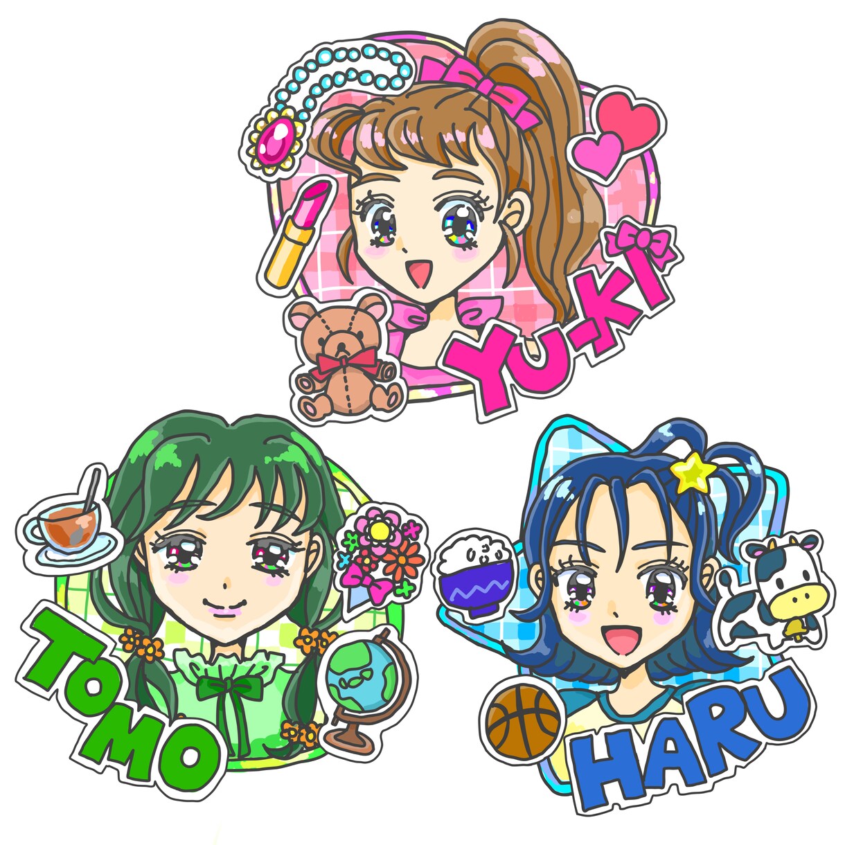 アニメっぽい女の子と好きな物のアイコン描きます 可愛くて目立つ！好きな物が一目で分かるSNS用アイコン イメージ1