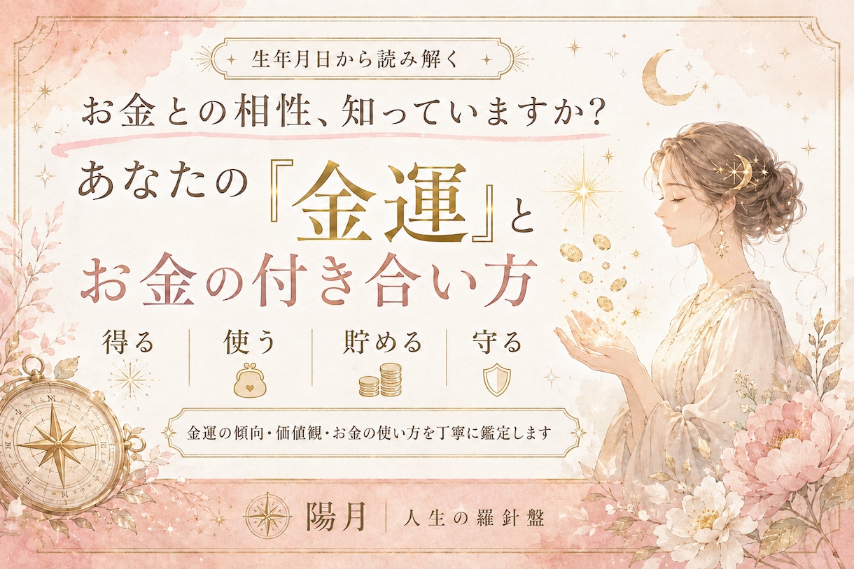 あなたの金運とお金との付き合い方を占います お金の価値観・使い方・貯め方・活かし方を丁寧に鑑定 イメージ1