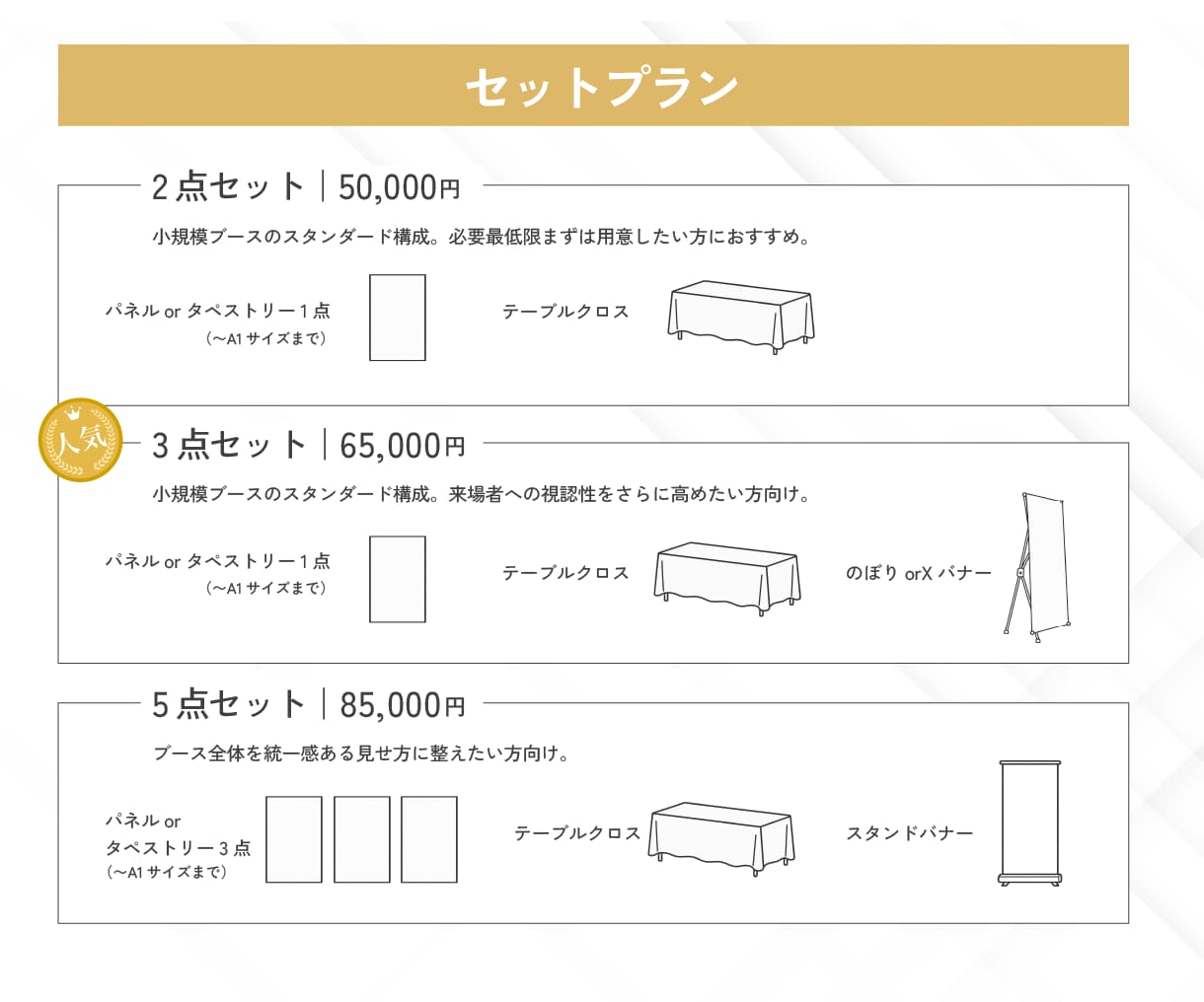 一瞬で目を惹く展示会ブース・販促ツールを制作します パネル・ポスター・ノベルティまで一括対応／印刷納品も可！ イメージ3