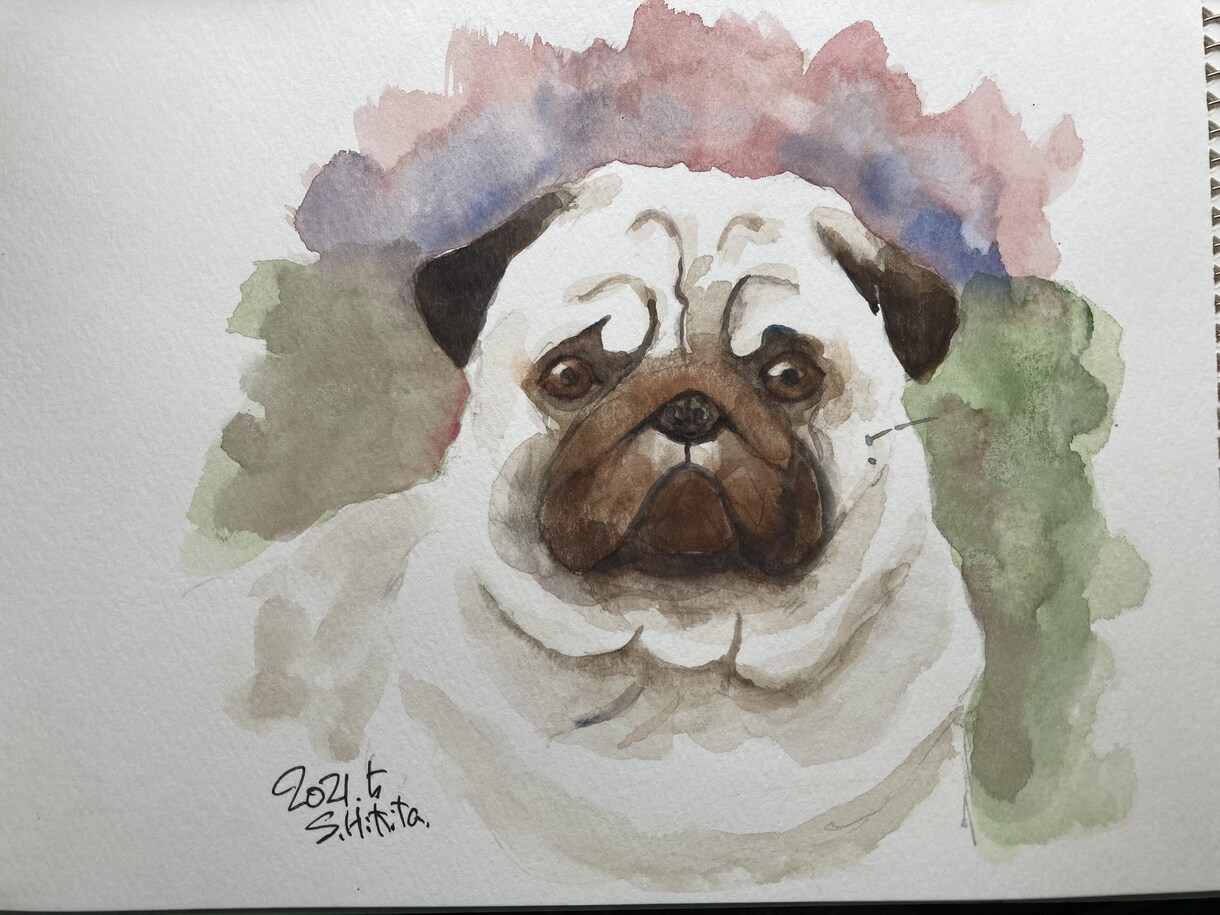 大切な愛犬の似顔絵を描きます 水彩画で色鮮やかな似顔絵を描きます！ イメージ2