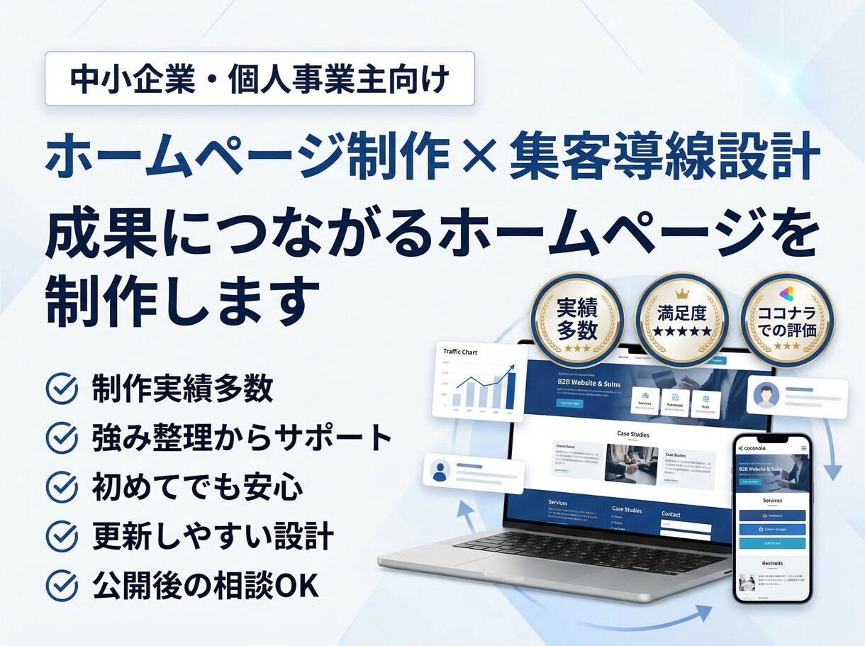 中小・個人向け｜集客導線まで考えたホームページます 作るだけで終わらない。集客導線まで考えたホームページ制作 イメージ1
