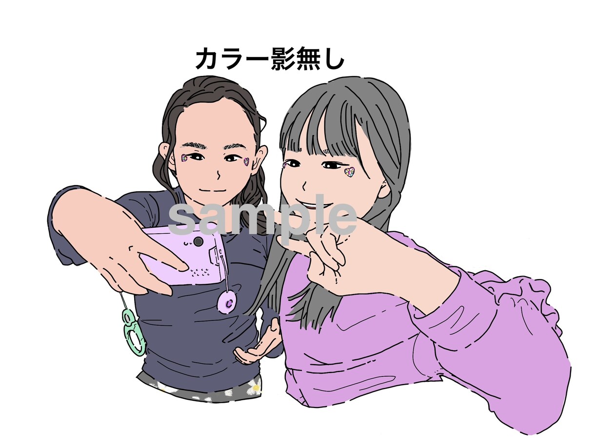 最大5名！似顔絵をシンプルな線画イラストにします お子様や家族の記念写真、カップルイラストなどを記念に！ イメージ2