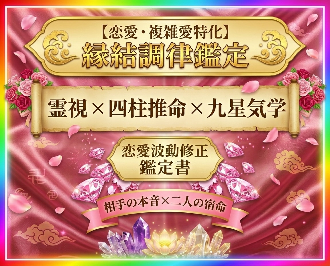 霊視と占術で本音を見抜き宿命の縁結びを叶えます 四柱推命×九星気学×霊視で複雑愛や復縁の未来を導く鑑定 イメージ1