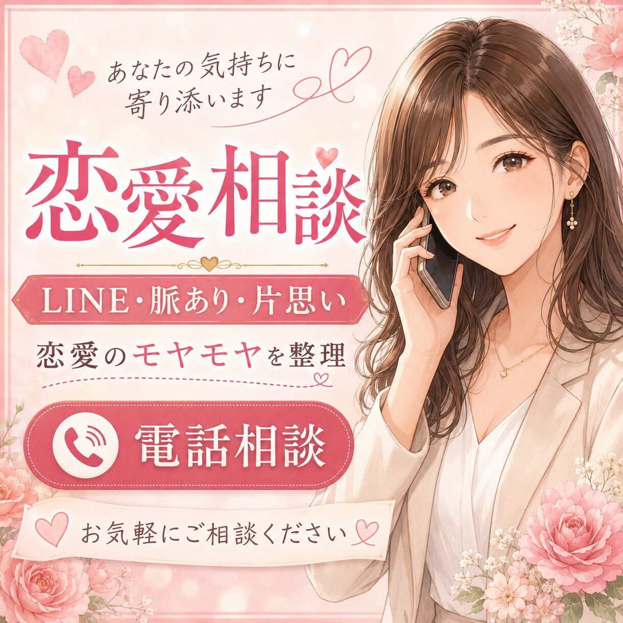 恋愛のお悩み・モヤモヤを一緒に整理します LINE・脈あり・デート・片思いの悩みに丁寧にお答えします イメージ1