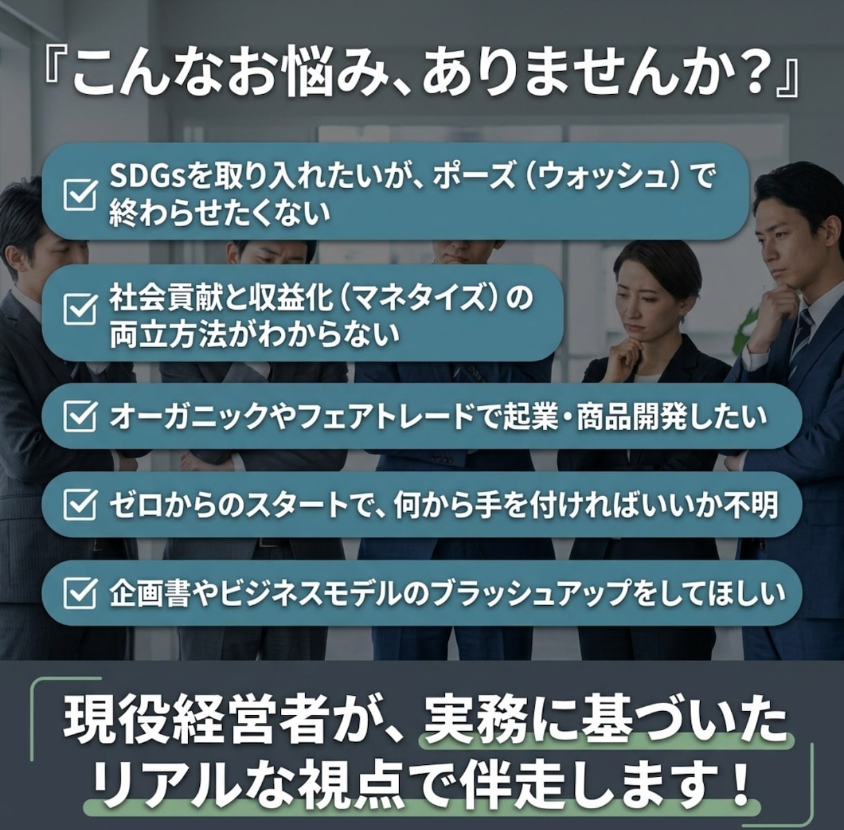 SDGs事業立ち上げをプロが3日間サポートします ココナラPRO /現役経営者がSDGs事業を集中伴走! イメージ2