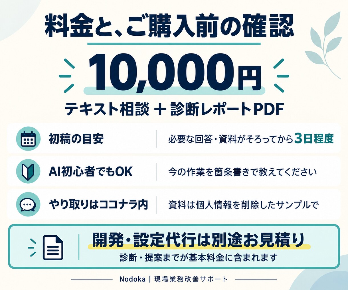 あなたの仕事をAIに任せられるか診断します 転記・報告の手間を減らす具体策をレポートでお届け イメージ3
