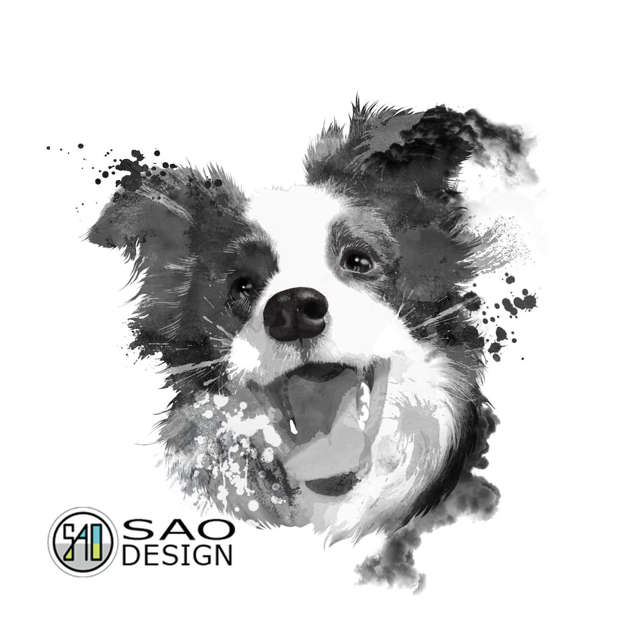 モノクロ愛犬イラスト、印刷し、郵送します 簡素な手順で安価！ハガキサイズの印刷物＆データで4000円 イメージ7