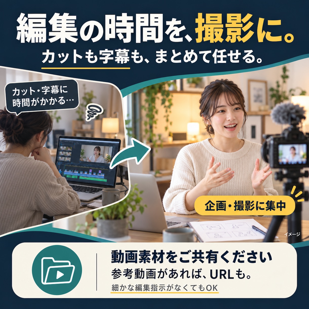 YouTubeのカット・テロップ編集を代行します 派手すぎない、でも見やすい。カット・字幕・BGM・SE対応 イメージ2