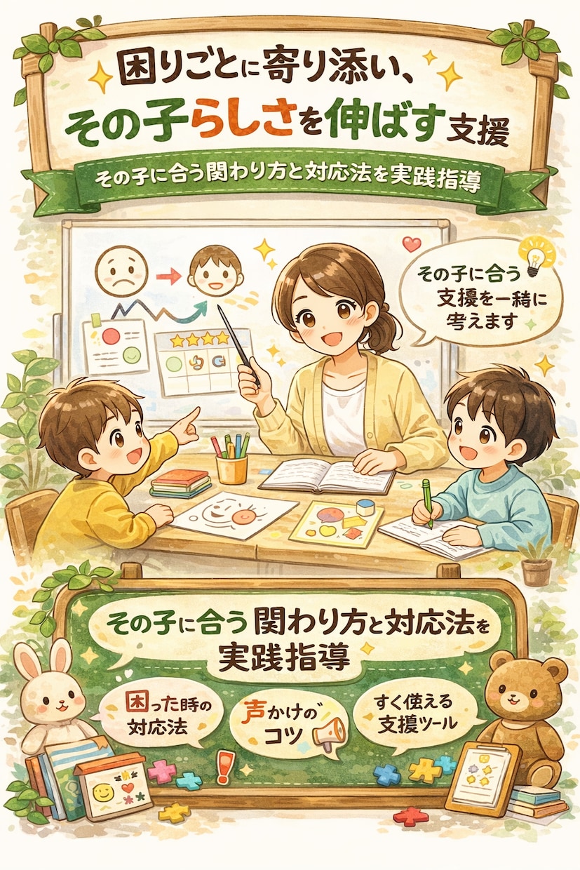 障害のある子に対してのアプローチ方法などを教えます 困りごとに寄り添い、その子らしさを伸ばす支援方法を学べる イメージ1