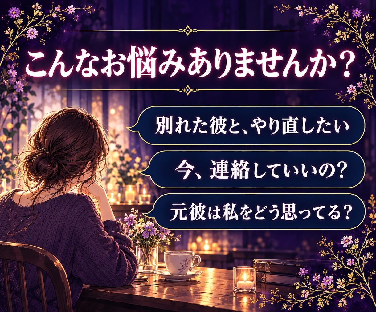 復縁占い｜復縁の可能性と時期・元彼の本音を占います 【最短30分】復縁できるか、連絡していい時期、元彼の本音 イメージ3