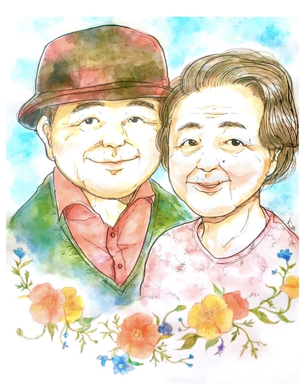 プレゼントにも！おしゃれな水彩の似顔絵描きます ウェルカムボードにもおすすめの手描きの原画サービスです。 イメージ6