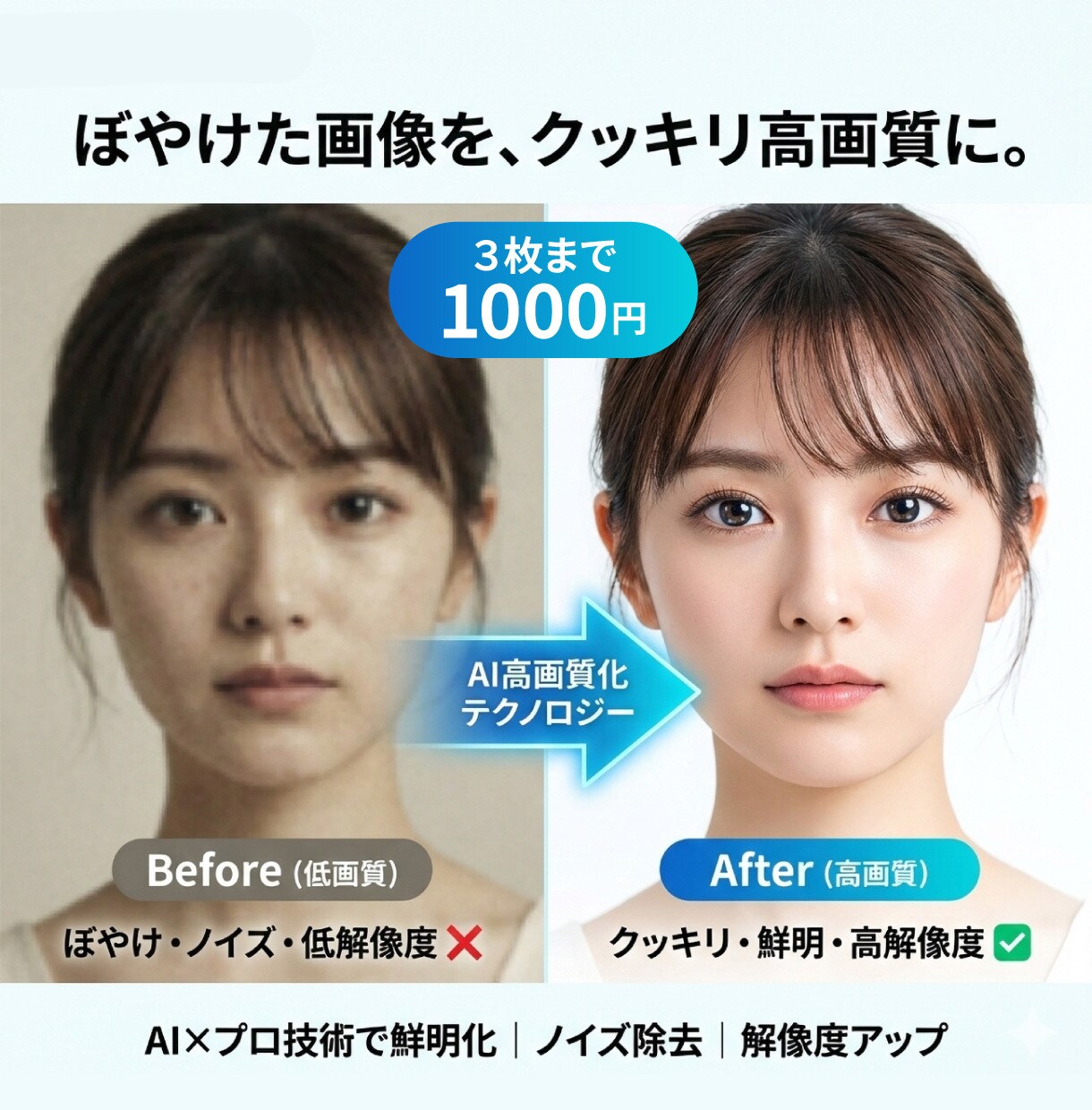 低画質・小さい写真を自然にくっきり高画質化します AI×プロレタッチで写真を高解像度化 イメージ1