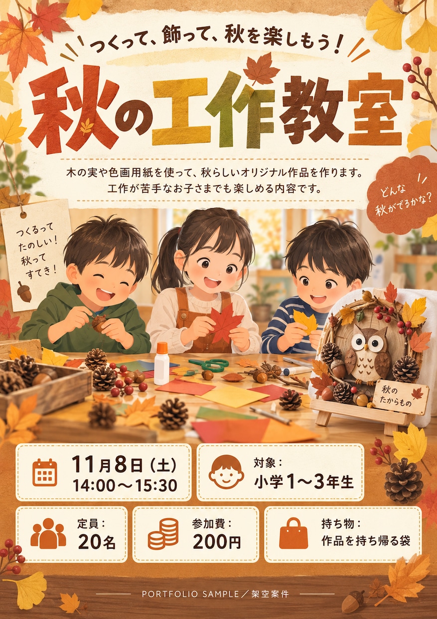 イベント・教室向けのチラシを制作します 文章がまとまっていなくても安心！内容整理から対応 イメージ1