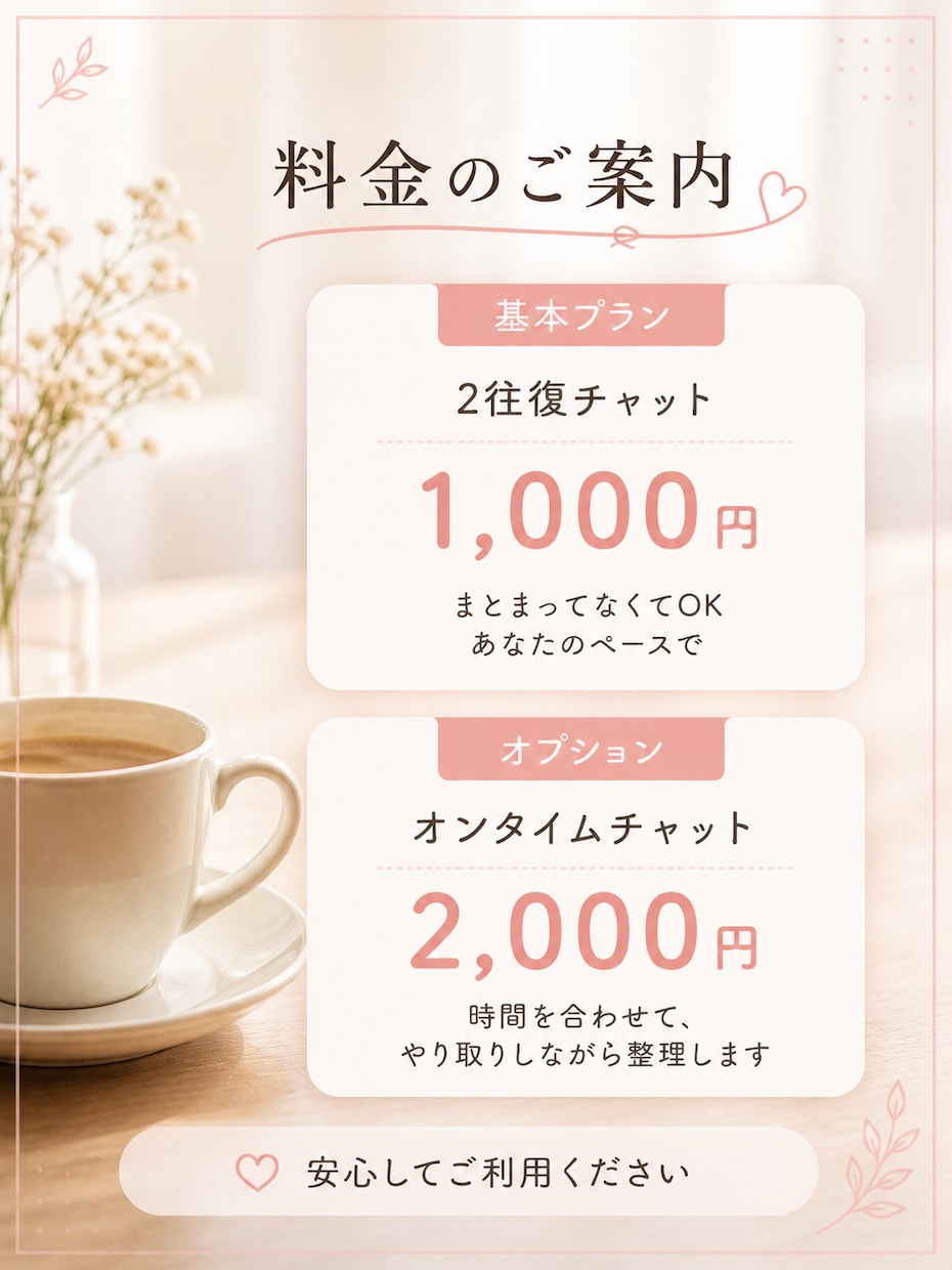 あなたのモヤモヤと向き合います どんな場面でもあなたのペースに合わせて丁寧に受け止めます イメージ4