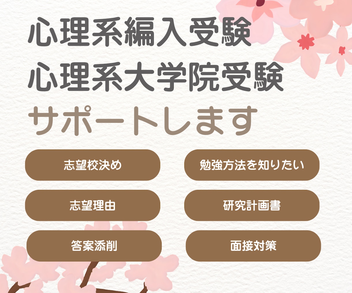 公認心理師が心理系編入・院試をサポートします 現役合格経験者と一緒に、合格への道すじを整理 イメージ1