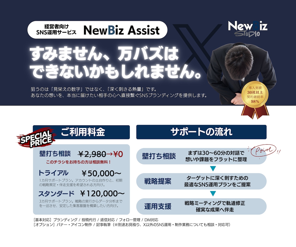 SNS運用（X、旧Twitter）相談承ります 万バズは目指しません。まずは気軽に相談してみませんか？ イメージ2