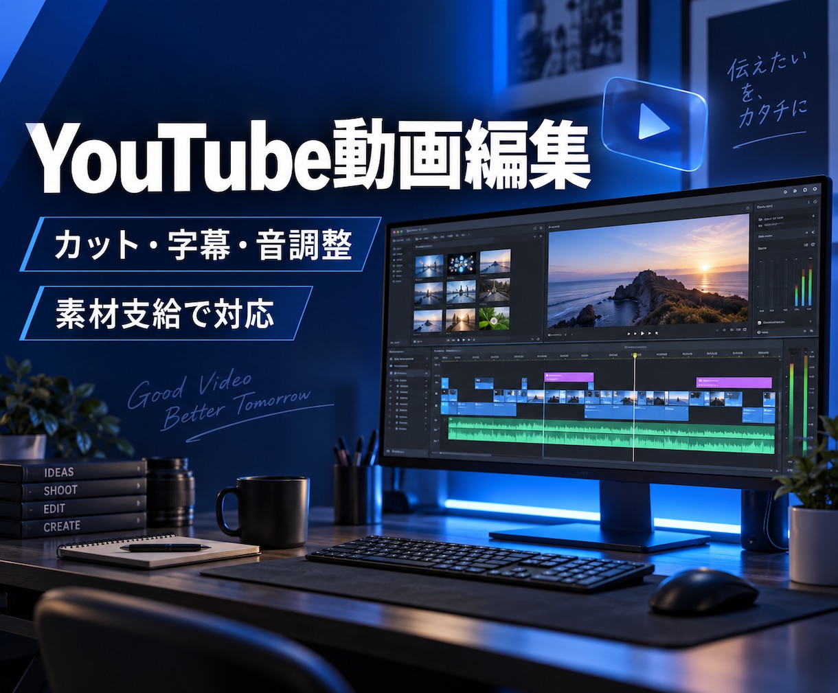 YouTube動画を編集します カット・字幕・BGMまで対応します イメージ1