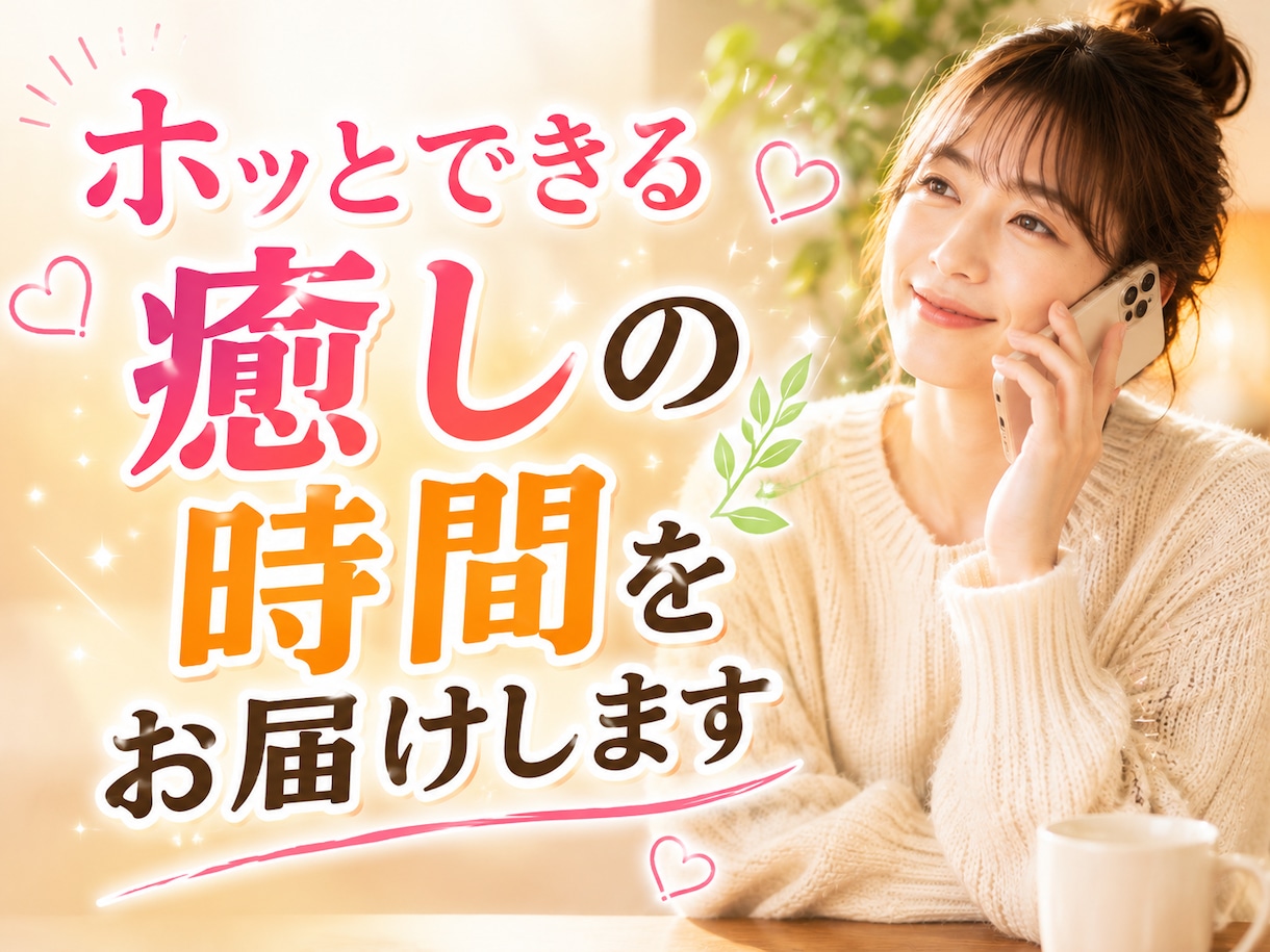 ホッとできる癒しの時間をお届けします 癒し系の男性が、愚痴やモヤモヤをゆっくりお聞きします イメージ1