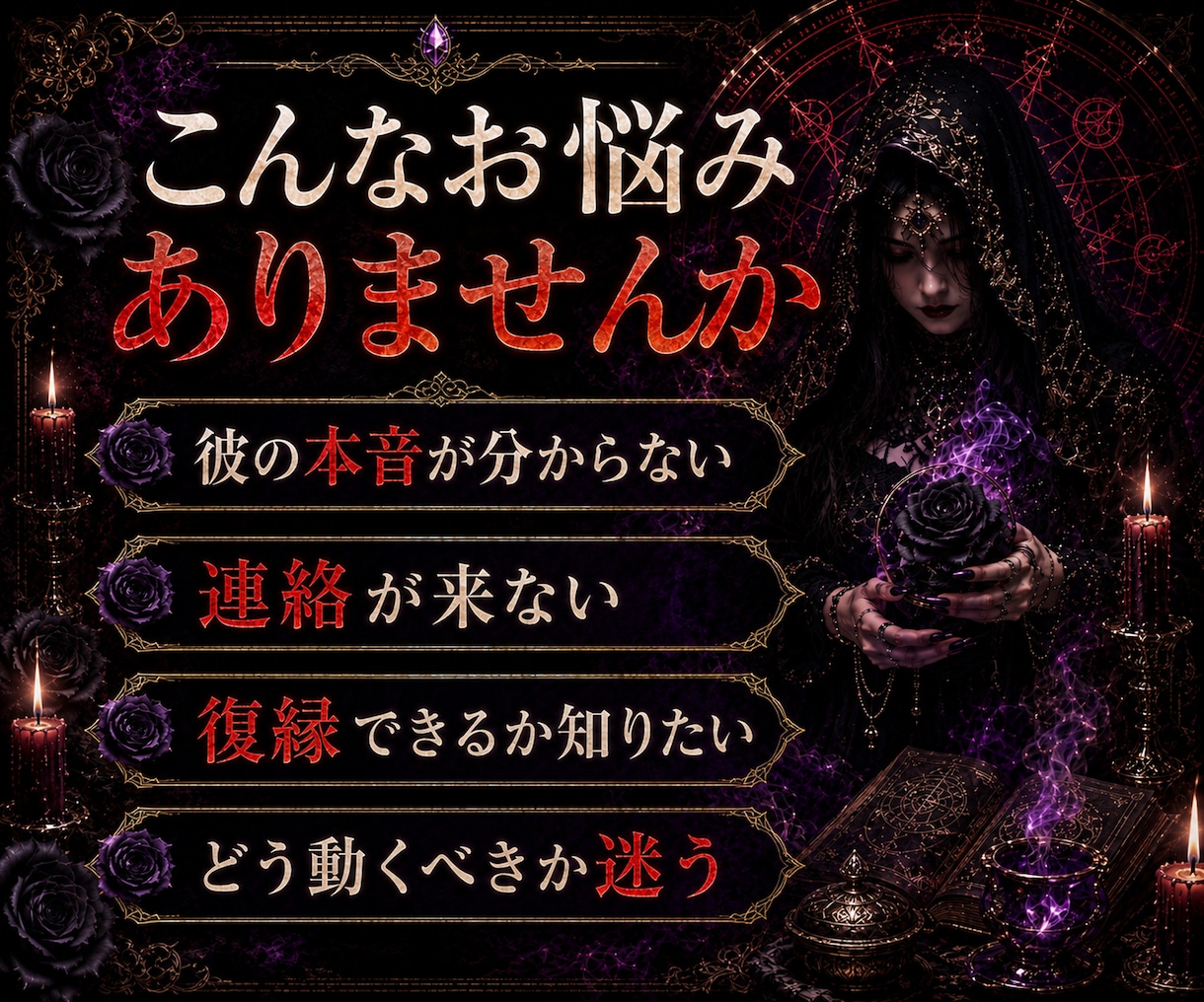 初回限定※神霊魔術で想い人の心を丸裸にします 表に出さない本音・恋の障害・今後の進展と動くべき一手を視ます イメージ2