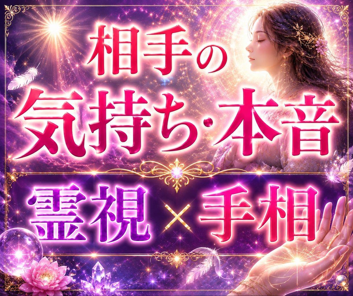 霊視×手相であなたの本質と未来を読み解きます 手のひらに映るまだ知らないあなたの本質と未来を視ます イメージ1