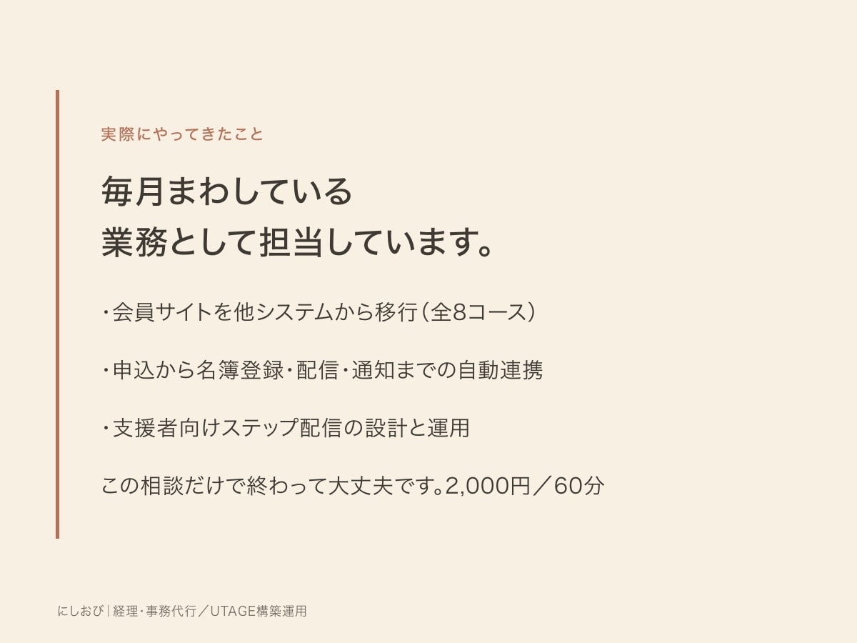 UTAGEの困りごとを整理します どこで止まっているか、一緒に見つけます イメージ4