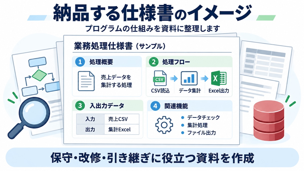 ExcelVBA・Accessの仕様書を作成します 仕様書がない既存システムも調査・解析します イメージ3