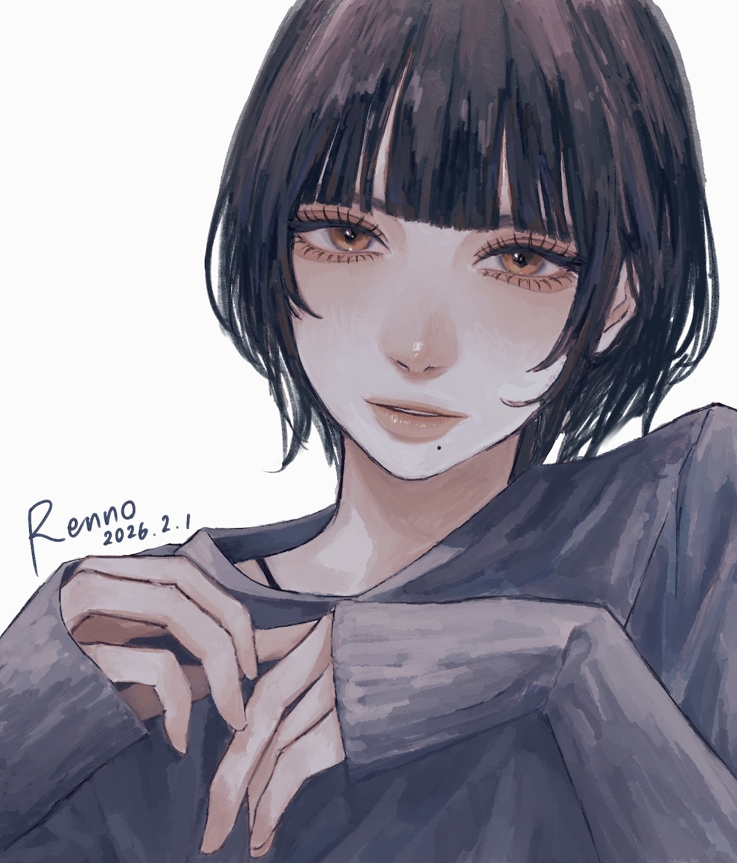 リアルでアンニュイな女の子描きます 【厚塗り　リアル　アンニュイ　彩度低め】なイラストを作成♩ イメージ1