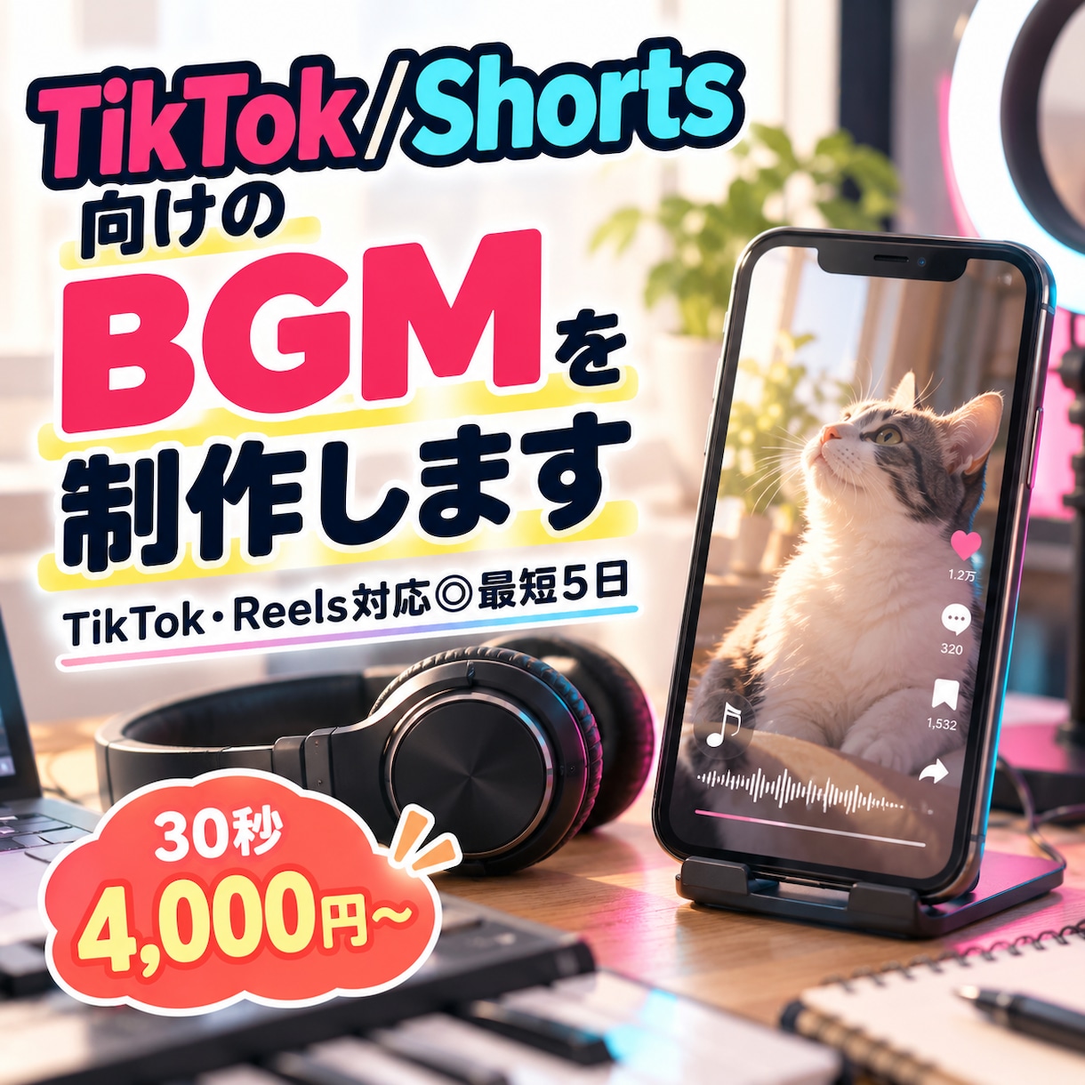TikTok/Shorts向けのBGMを制作します TikTok・Reels対応◎最短5日・30秒4,000円〜 イメージ1