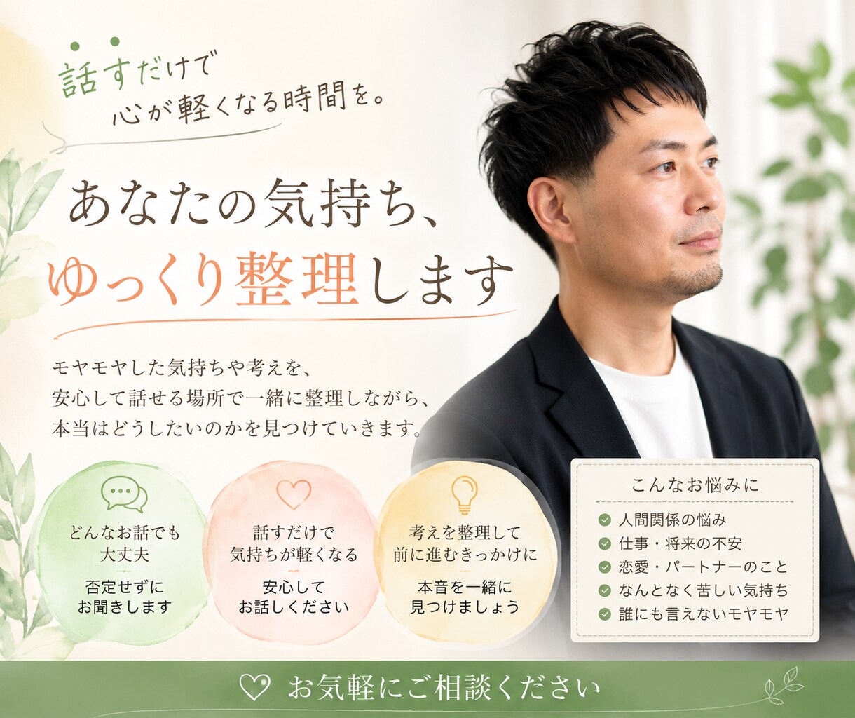 モヤモヤした気持ち、ゆっくり整理します 考えすぎてしまう人の頭の整理をお手伝いします イメージ1