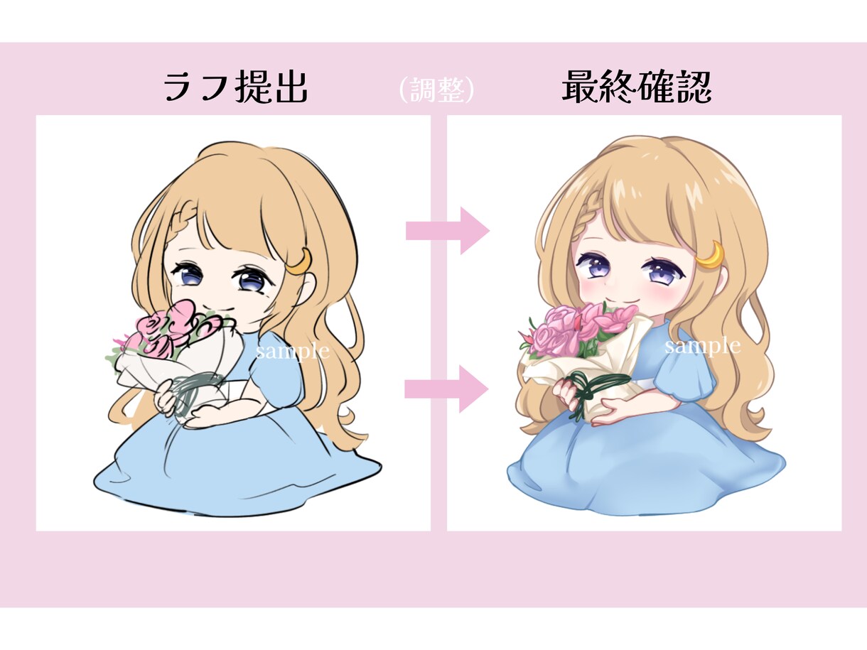 最短4日でオリジナルSDイラストを制作します SNS用アイコン、ヘッダー、サムネイル、プレゼント用似顔絵 イメージ2