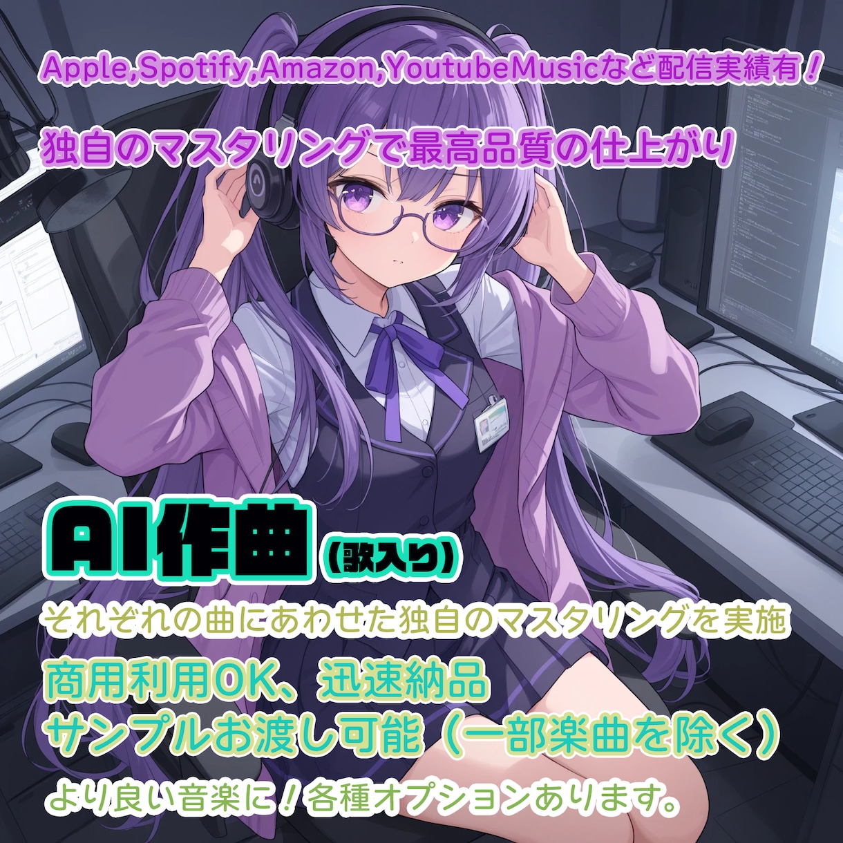 実績有！AIバラード専門。心に響く音楽を制作します ハイスペックPCで作曲！バラード特化。多数のカスタマイズ可能 イメージ2
